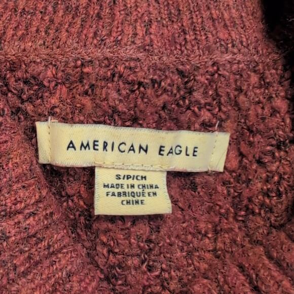 American Eagle Sweater Women’s Small Maroon Textured Knit Long Sleeve Pullover - Picture 3 of 11